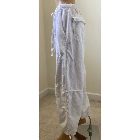 Zara women’s linen blend cargo trousers white beachy pants sz XS - Picture 3 of 7